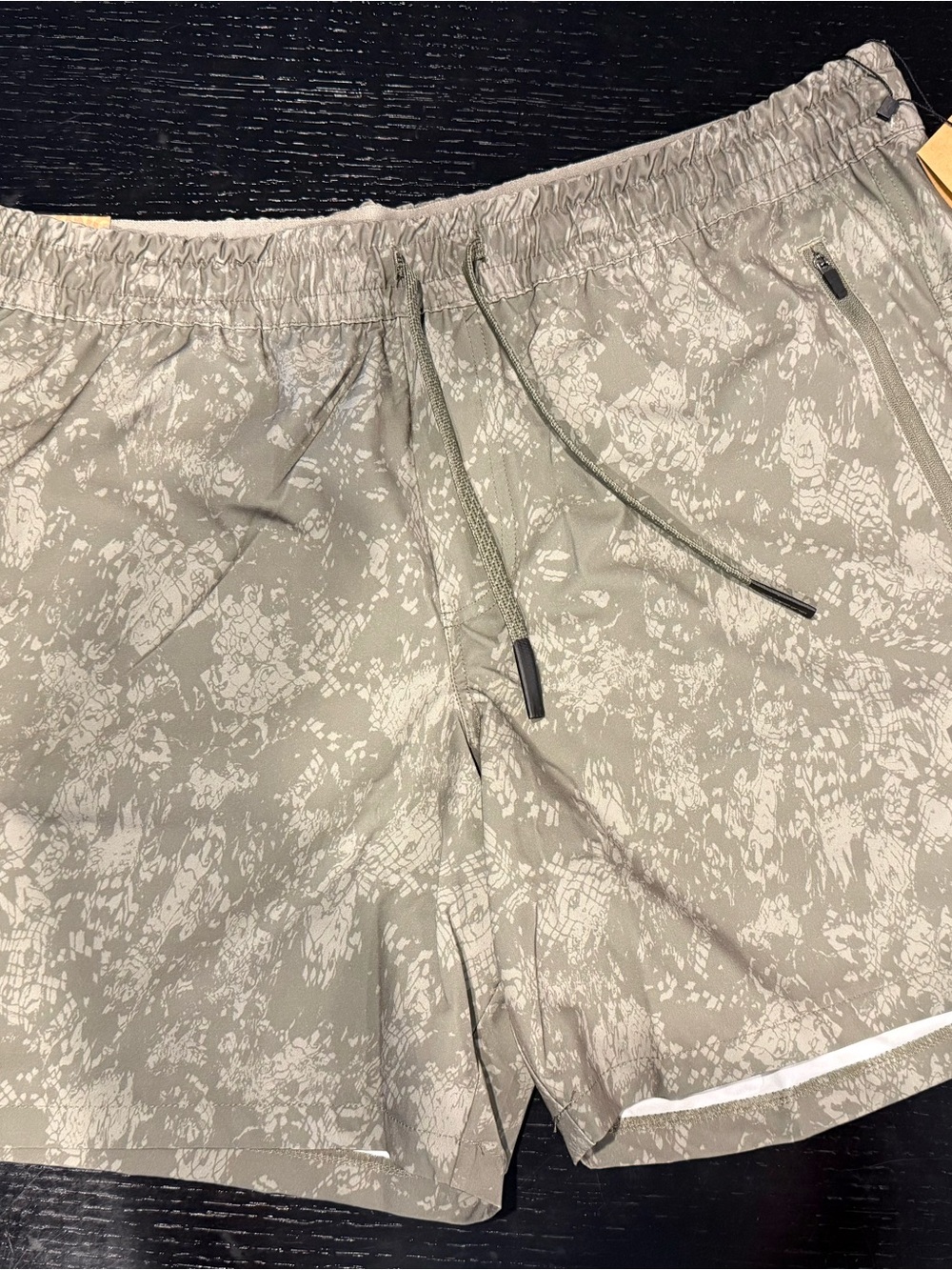 Quiksilver Olive Green Patterned Athletic Shorts